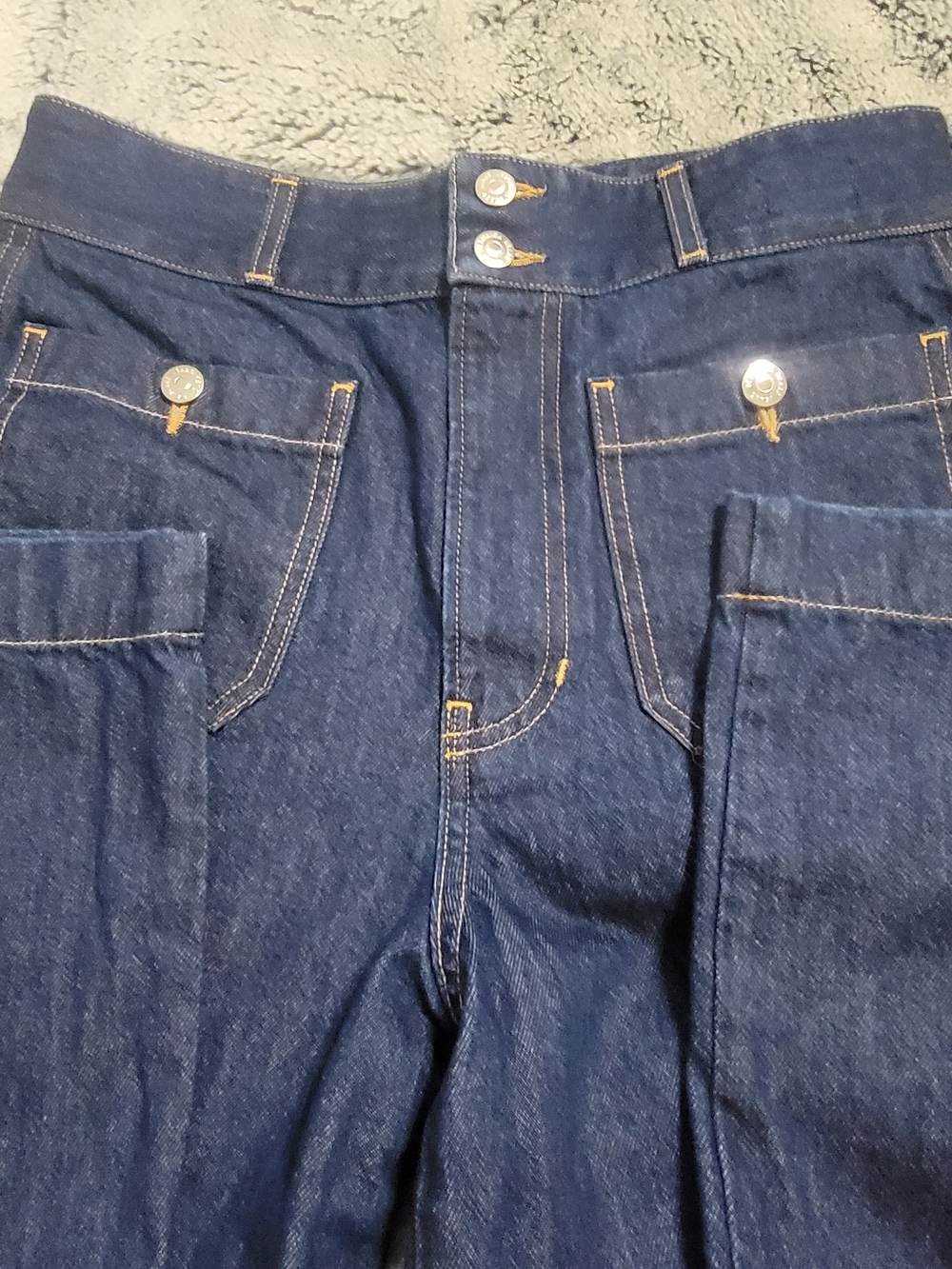 Veronica Beard Taylor High-Rise Wide-Leg Jeans Indigo Rinse SZ 30 Patch Pocket